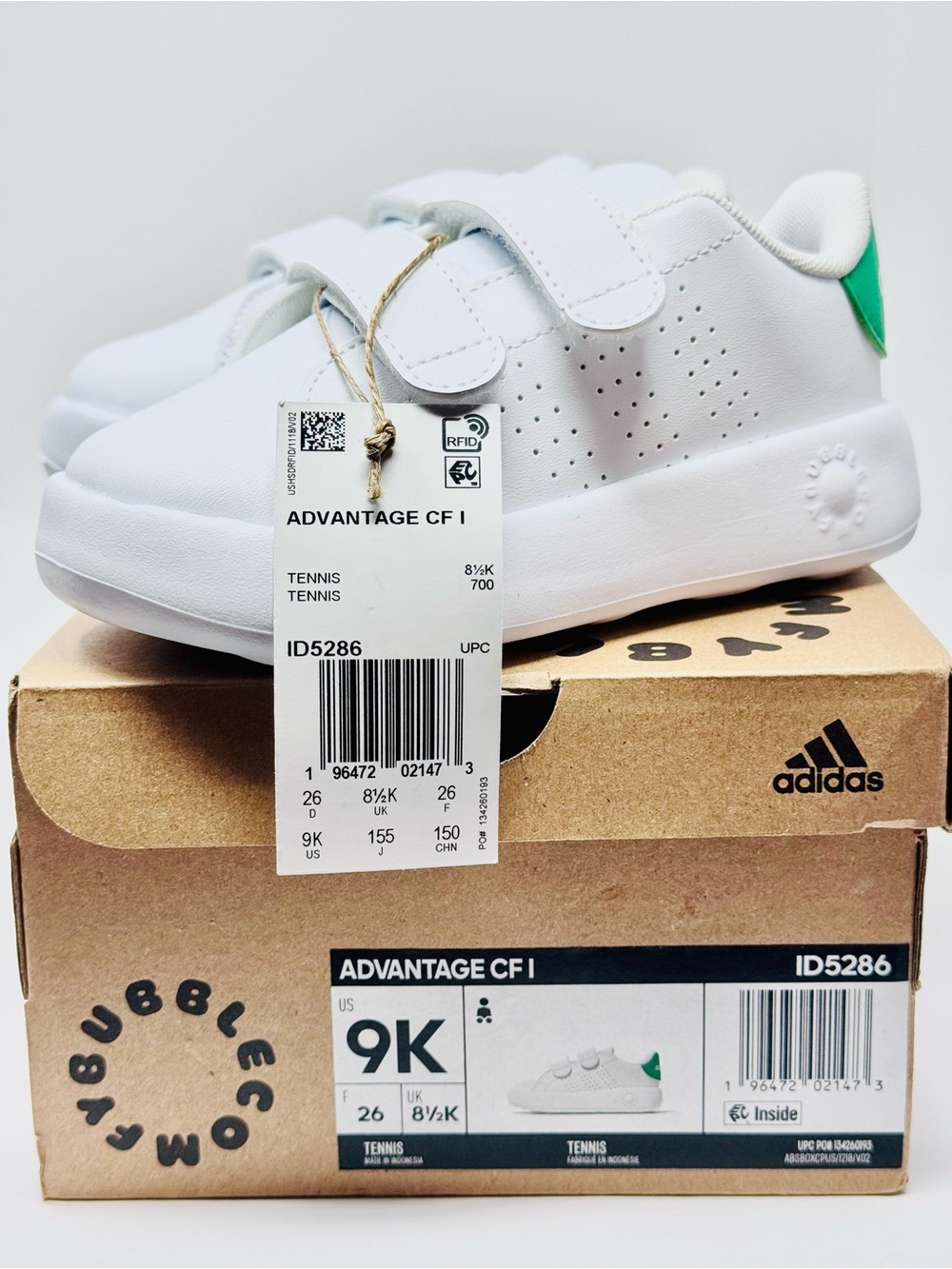 NEW Adidas Advanced CF I Toddlers Size 9K ID5286 Sneakers White/Green New In Box
